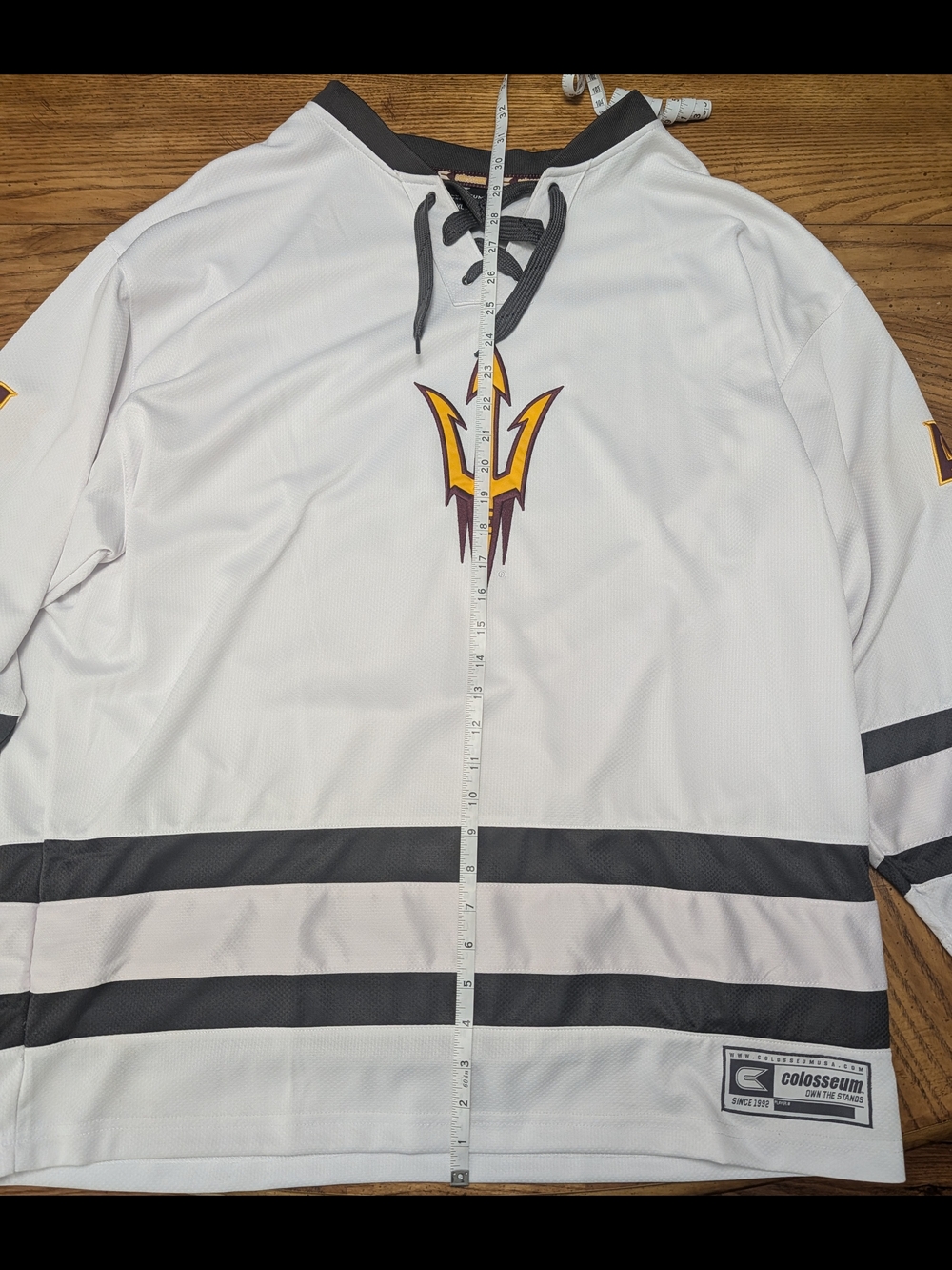 Colosseum White Arizona State Sun Devils Trident Hockey Jersey with Gold Accent - Picture 2 of 6